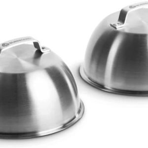 Set of 2 Stainless Steel Burger Bells 16 x 9 cm Melting Bell for Cheeseburger
