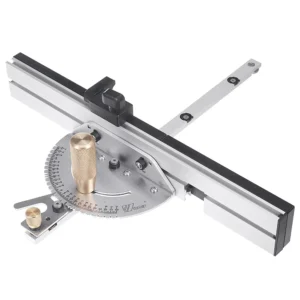 450mm Brass Handle 27-Degree Angle Miter Gauge with Box Joint Jig, Track Stop, and Ruler Set for Table Saw and Router - Essential Carpentry Tool