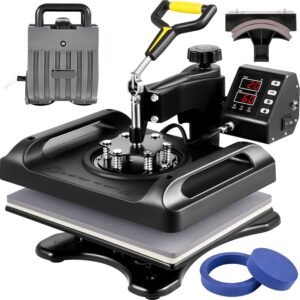 Black Heat Press Machine 12x15 Inch â€“ 6-in-1 Sublimation Press for T-Shirts, Mugs, Hats, and More