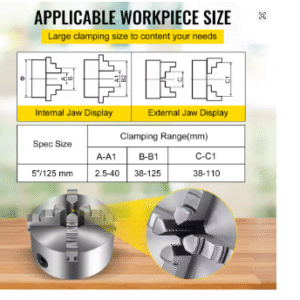 Klauwplaat 5 Inch 4-Jaw Onafhankelijk amp amp Omkeerbaar  Metalen Draaibank Klauwplaat Accessoire voor Precisie Draaiwerk