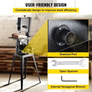 Benchtop Bandsaw 10 Inch 3.5 Amp 1700 RPM Table Band Saw for Wood Cutting 220V 0 to 45 Degree Tilt 4 Inch Cutting Depth 10 Inch Cutting Width Compact Design for Workshop or Home Use