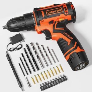 Cordless 20V Drill Set  42 Accessories 42Nm Electric Screwdriver 2.0Ah Battery 25 1 Torque 2 Speed Settings LED Light