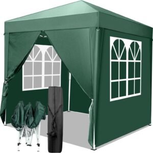 Pop-Up Folding Gazebo 3x3m Waterproof  Windproof, UV50+ Protection Height Adjustable with 4 Side Panels 4 Sandbags Ventilation Outdoor Canopy Tent  Blue