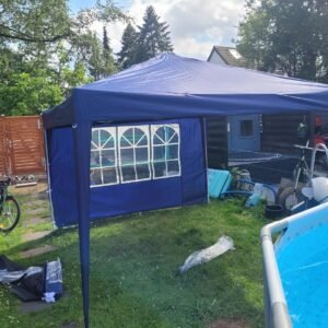 Pop-Up Folding Gazebo 3x3m Waterproof  Windproof, UV50+ Protection Height Adjustable with 4 Side Panels 4 Sandbags Ventilation Outdoor Canopy Tent  Blue