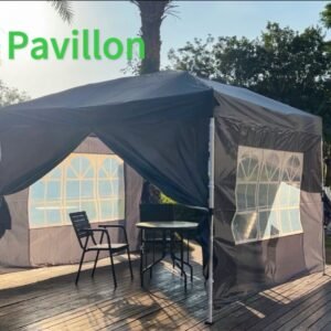 Pop-Up Folding Gazebo 3x3m Waterproof  Windproof, UV50+ Protection Height Adjustable with 4 Side Panels 4 Sandbags Ventilation Outdoor Canopy Tent  Blue
