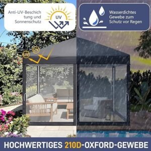 Pop-Up Folding Gazebo 3x3m Waterproof  Windproof, UV50+ Protection Height Adjustable with 4 Side Panels 4 Sandbags Ventilation Outdoor Canopy Tent  Blue