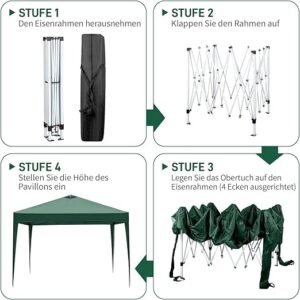 Pop-Up Folding Gazebo 3x3m Waterproof  Windproof, UV50+ Protection Height Adjustable with 4 Side Panels 4 Sandbags Ventilation Outdoor Canopy Tent  Blue