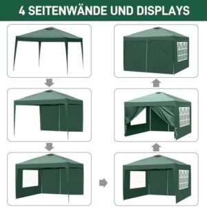 Pop-Up Folding Gazebo 3x3m Waterproof  Windproof, UV50+ Protection Height Adjustable with 4 Side Panels 4 Sandbags Ventilation Outdoor Canopy Tent  Blue
