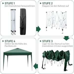Pop-Up Folding Gazebo 3x3m Waterproof  Windproof, UV50+ Protection Height Adjustable with 4 Side Panels 4 Sandbags Ventilation Outdoor Canopy Tent  Blue