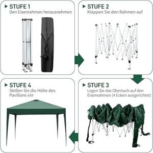 Pop-Up Folding Gazebo 3x3m Waterproof  Windproof, UV50+ Protection Height Adjustable with 4 Side Panels 4 Sandbags Ventilation Outdoor Canopy Tent  Blue