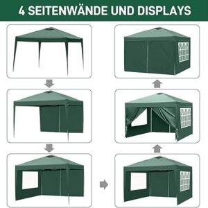 Pop-Up Folding Gazebo 3x3m Waterproof  Windproof, UV50+ Protection Height Adjustable with 4 Side Panels 4 Sandbags Ventilation Outdoor Canopy Tent  Blue