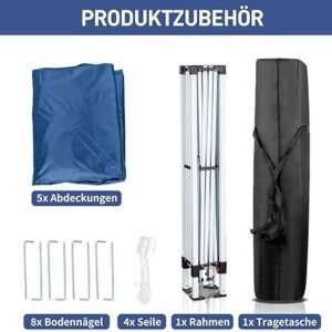 Pop-Up Folding Gazebo 3x3m Waterproof  Windproof, UV50+ Protection Height Adjustable with 4 Side Panels 4 Sandbags Ventilation Outdoor Canopy Tent  Blue