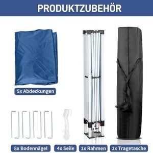 Pop-Up Folding Gazebo 3x3m Waterproof  Windproof, UV50+ Protection Height Adjustable with 4 Side Panels 4 Sandbags Ventilation Outdoor Canopy Tent  Blue
