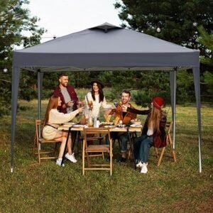 Pop-Up Folding Gazebo 3x3m Waterproof  Windproof, UV50+ Protection Height Adjustable with 4 Side Panels 4 Sandbags Ventilation Outdoor Canopy Tent  Blue