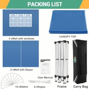 3x6 Gazebo Waterproof Folding Party Tent with 6 Side Walls Roll Bag 4 Sand Bags  Stable Easy Assembly UV50 Protection for Weddings  Commerce