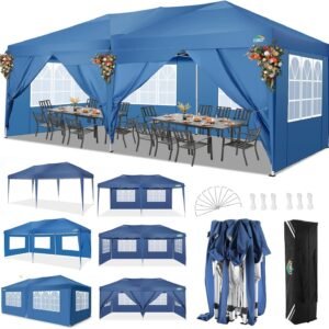 3x6 Gazebo Waterproof Folding Party Tent with 6 Side Walls Roll Bag 4 Sand Bags  Stable Easy Assembly UV50 Protection for Weddings  Commerce