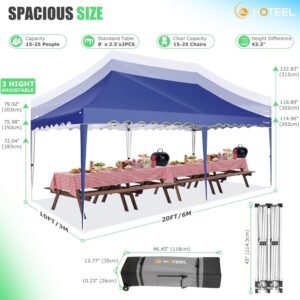 3x6 Gazebo Waterproof Folding Party Tent with 6 Side Walls Roll Bag 4 Sand Bags  Stable Easy Assembly UV50 Protection for Weddings  Commerce
