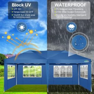 3x6 Gazebo Waterproof Folding Party Tent with 6 Side Walls Roll Bag 4 Sand Bags  Stable Easy Assembly UV50 Protection for Weddings  Commerce