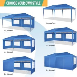 3x6 Gazebo Waterproof Folding Party Tent with 6 Side Walls Roll Bag 4 Sand Bags  Stable Easy Assembly UV50 Protection for Weddings  Commerce