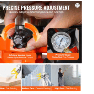 Airless Verfspuit 1800PSI  Efficiënte Hogedruk Verfspuit voor Thuisgebruik  Verf Sproeier voor Muren, Plafonds  Meubels